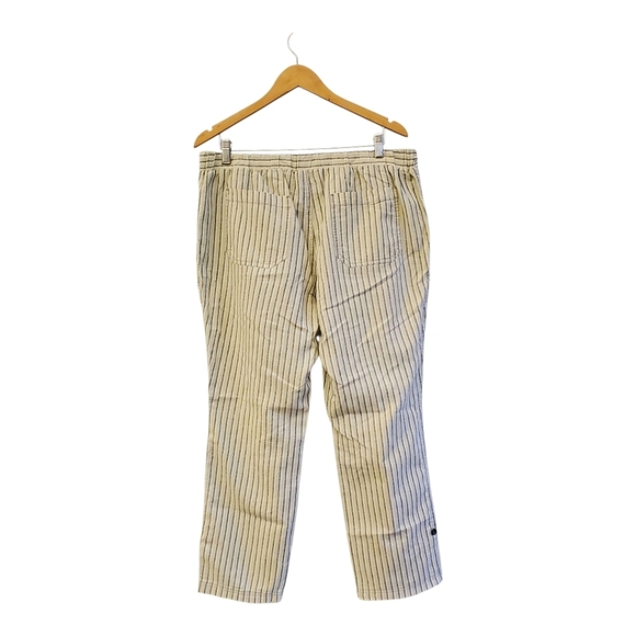 Natural Reflections Ivory Blue Stripe Linen Straight Leg Pants Size L - Picture 2 of 10
